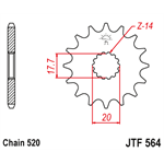 JT sprockets/Vyvodové koliečko JTF564.13 Yamaha,GasGas
