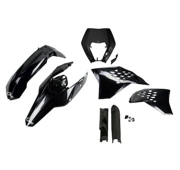 UFO Kompletný plastový KIT KTM EXC/EXC-F s prednou maskou 09-11 čierna
