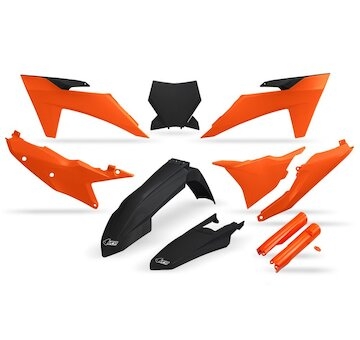 UFO Kompletný plastový KIT KTM SX 125,250,300 SX-F 250,350,450 23-24 čierna-oranžová