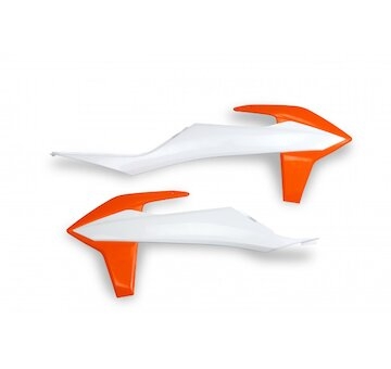 UFO Kryty chladiča KTM SX/SX-F 19-22 EXC/EXC-F 20-23 125,150,250,300,350,450,500 bielo-oranžová oem 20-23