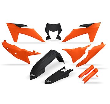 UFO Kompletná sada plastov KTM EXC 150, EXC 250, EXC 300 / EXC-F 250, 350, 450, 500 2024-2025 čierna-oranžová